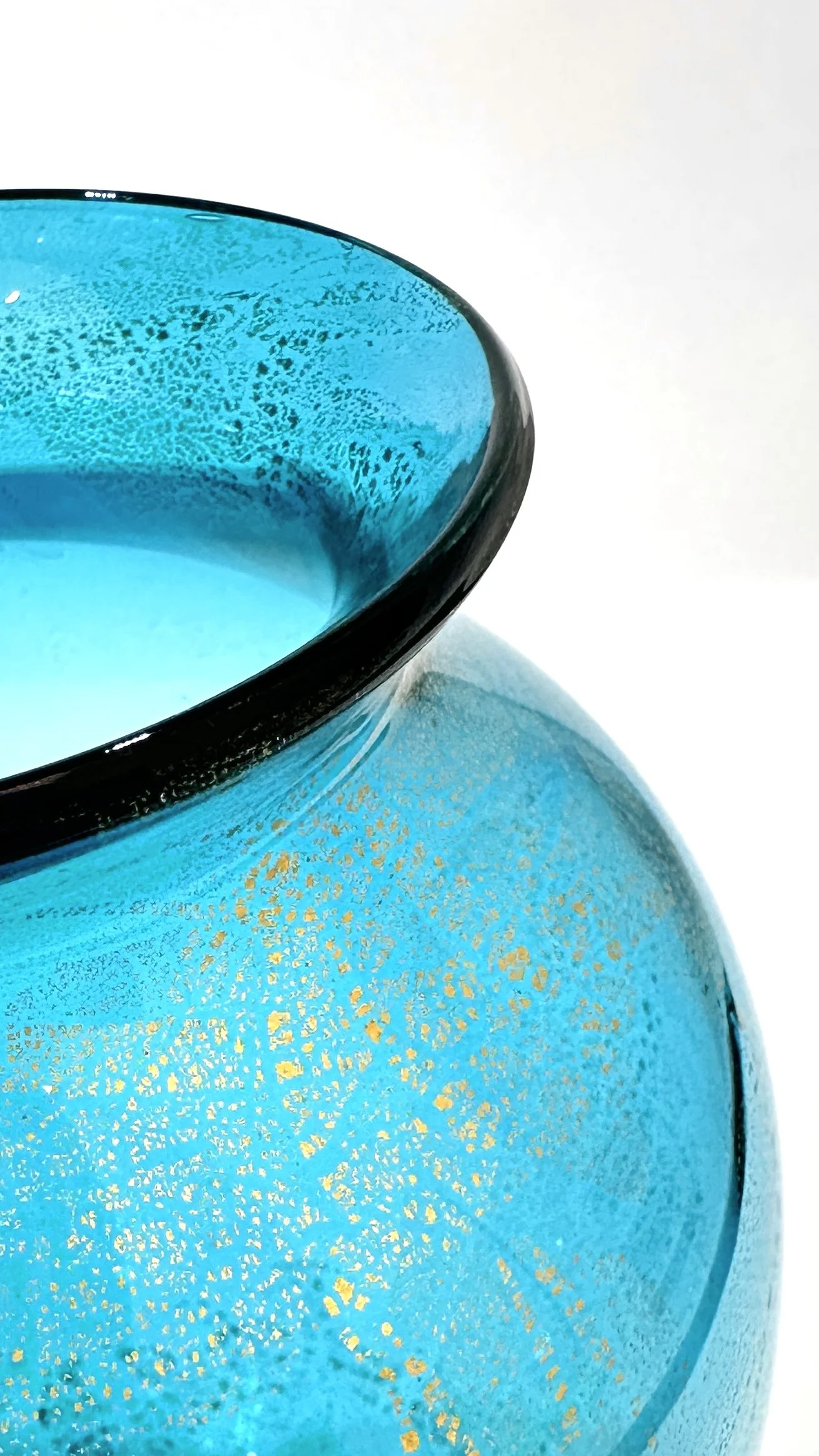 Alan Fox turquoise vase with 24ct gold - vintage, mid-century
